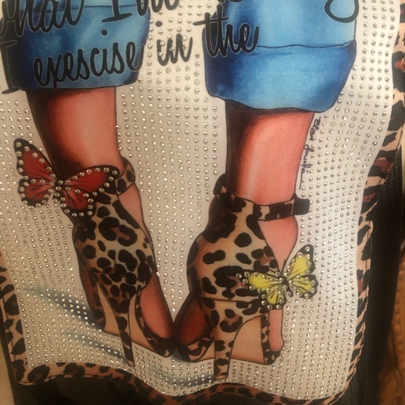 NWT RHINESTONE GRAHPIC MESH TOP - Picture 4 of 6